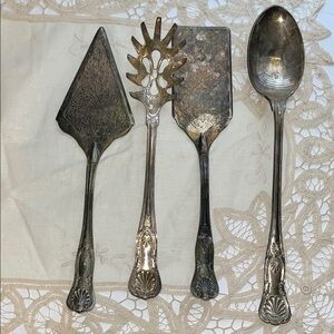 Vintage Victorian Style Sheffield Silver Plate Cutlery Marvelous Set of 4 Cake